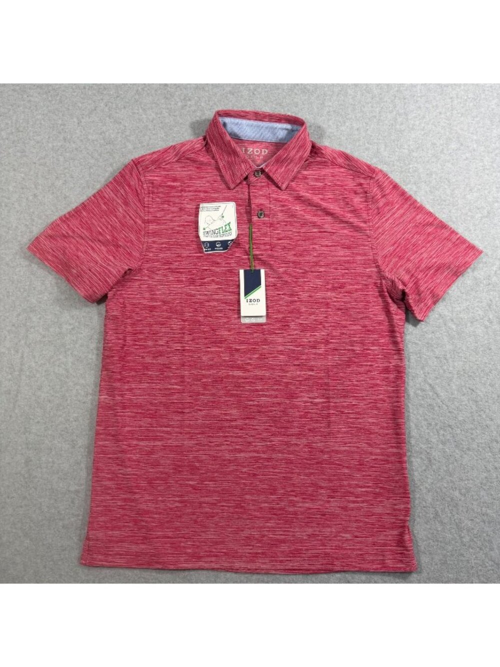 IZOD Golf Men’s S Pink Heather Polo Shirt Short Sleeve SwingFlex Stretch NWT